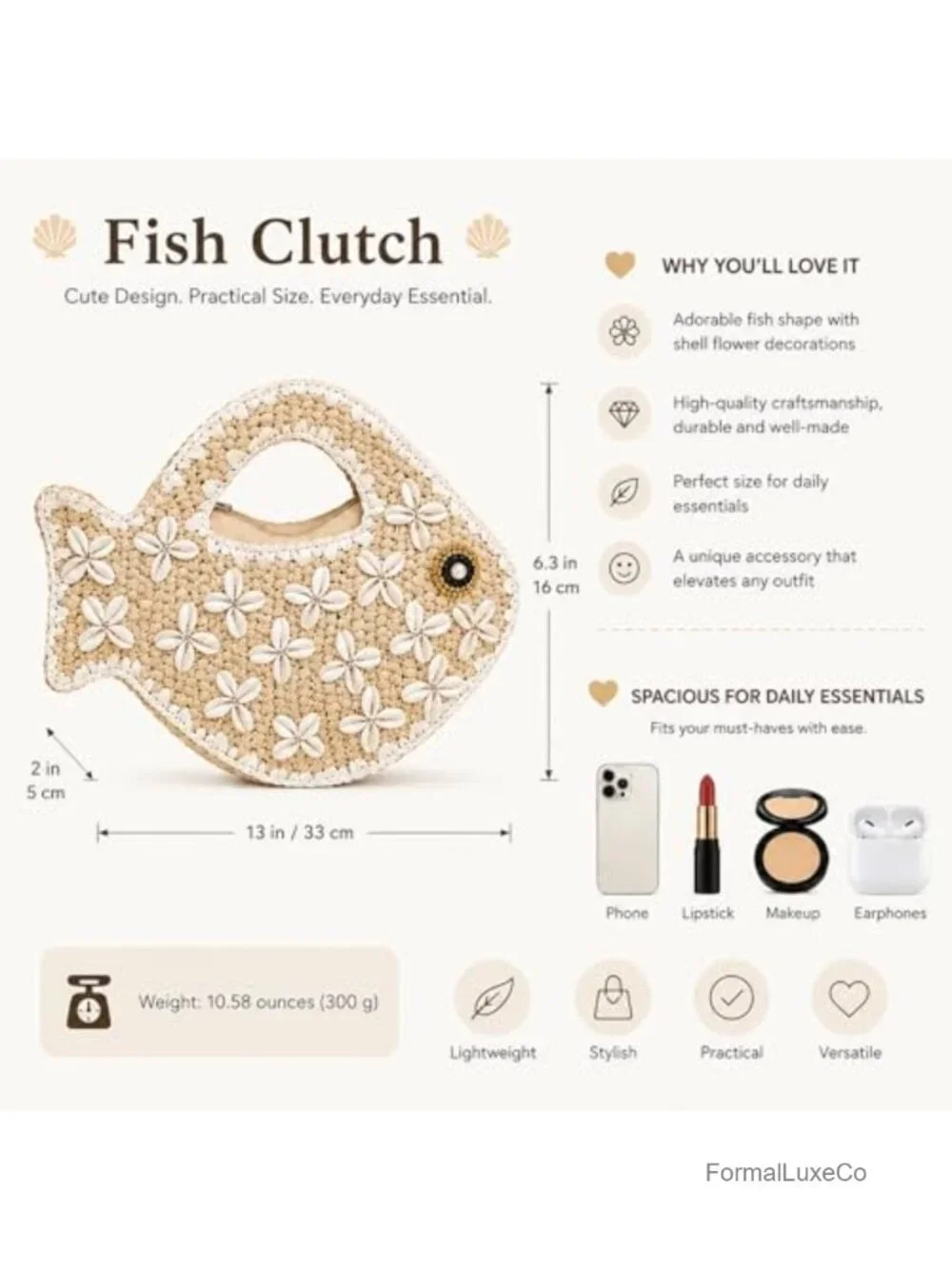Woven Straw Fish Shaped Clutch Handbag Women Summer Beach Mini Novelty Tote